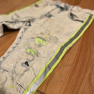 Green and Silver Slim Jeans with Artistic Pattern